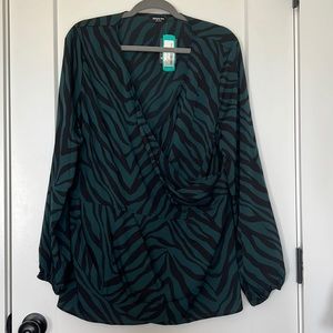 New Simply Be Zebra Stripe Sharlean Wrap Front Blouse 20W